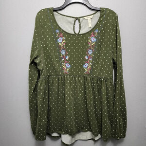 Matilda Jane women's blouse top size large green long sleeve